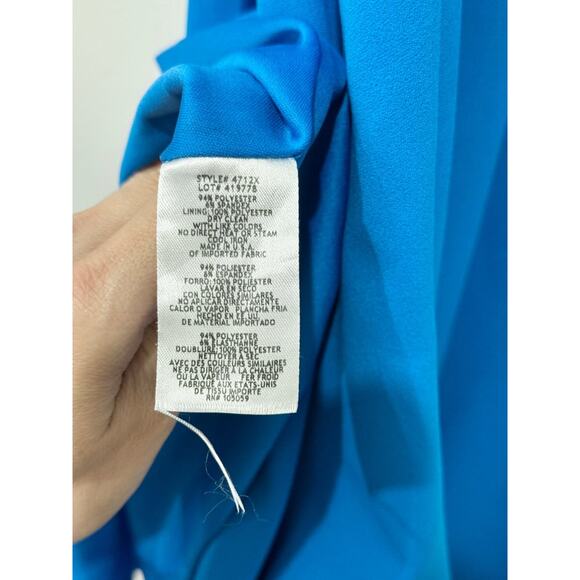 Xscape One Shoulder Front Slit Sleeveless Fit & Flare Maxi Dress Blue Women's 4 - Picture 5 of 6